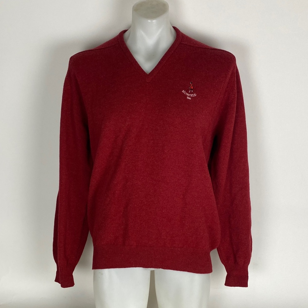 Johnstons of Elgin X muirfield Wool Sweater V-neck made in Scotland Mens size 44